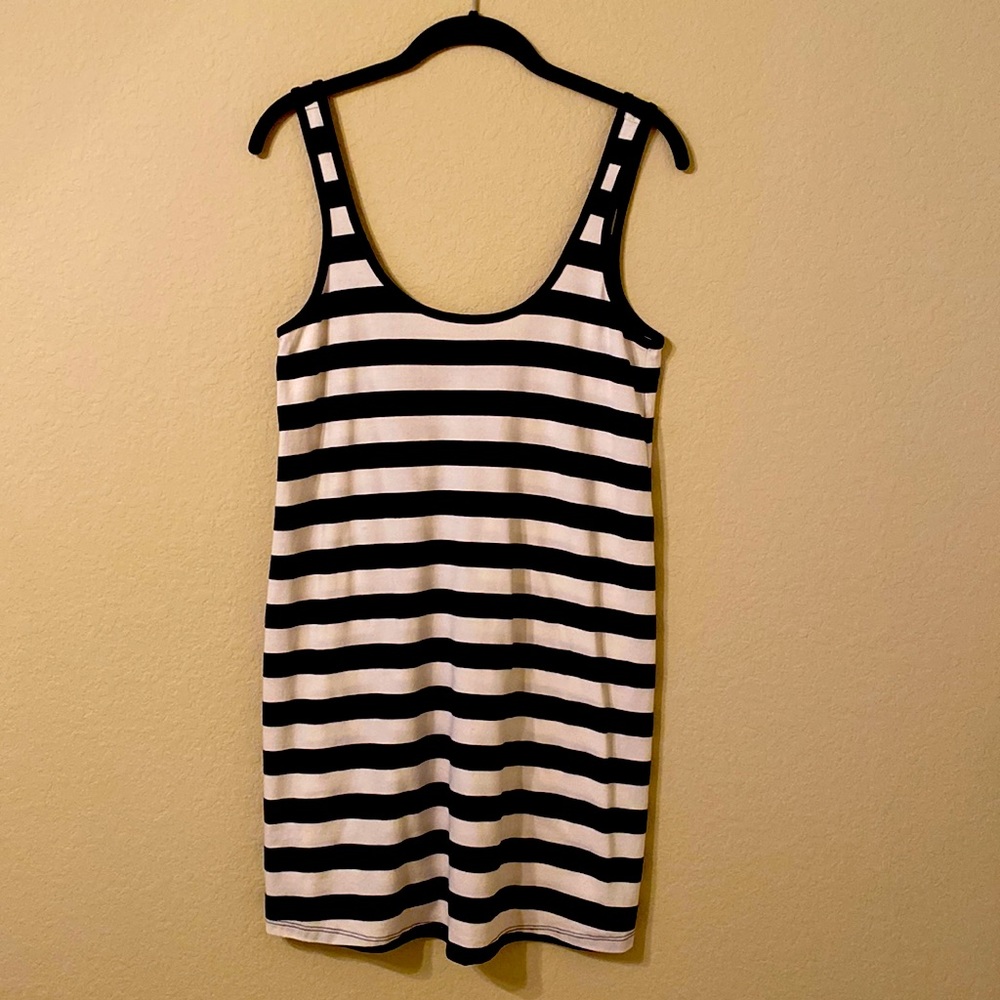 Navy & white striped tank dress
